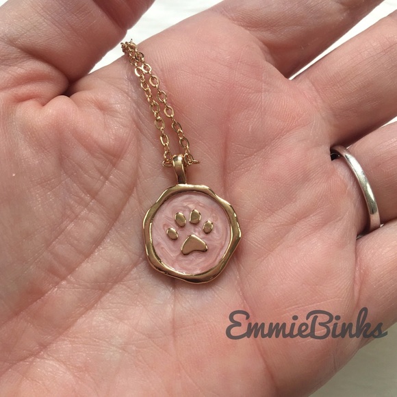✨3for$38 New Minimalist Paw Print Gold & Pink Charm Necklace - Picture 5 of 14